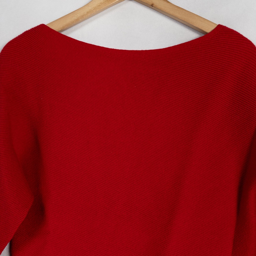 Banana Republic Sweater Womens XS Red Rib Knit Asymmetrical Long Sleeve - Picture 2 of 8